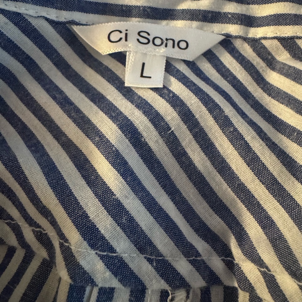 Ci Sono Blue and White Striped Button-Down Tunic - Picture 7 of 8